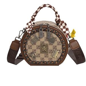 Brown Designer Round Handbag